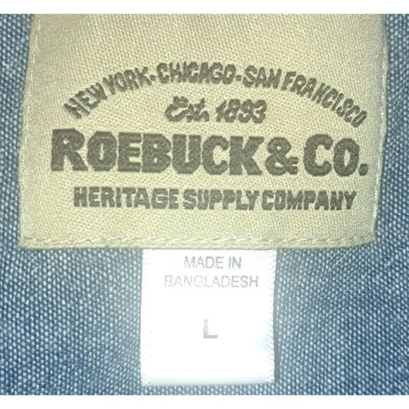 Roebuck And Co. Men's Large Blue Brown Flannel Shirt Button Down - Picture 3 of 6